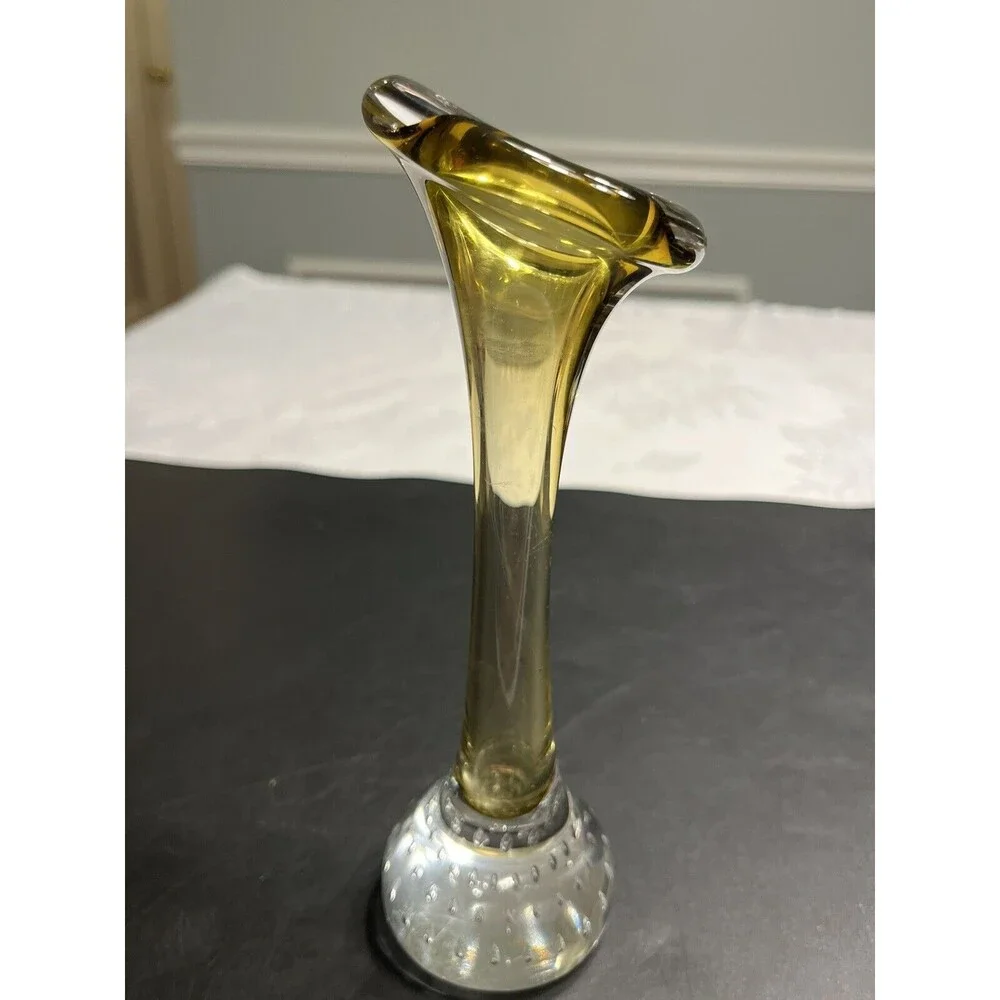 Vintage Yellow Jack in the Pulpit Bud Vase Aseda of Sweden 7.6”